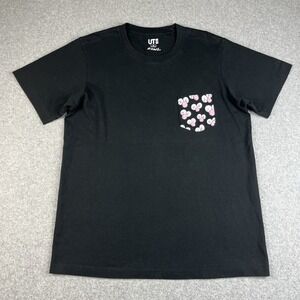 KAWS x Uniqlo BFF Pocket T Shirt Medium Black Short Sleeve Streetwear Art‎